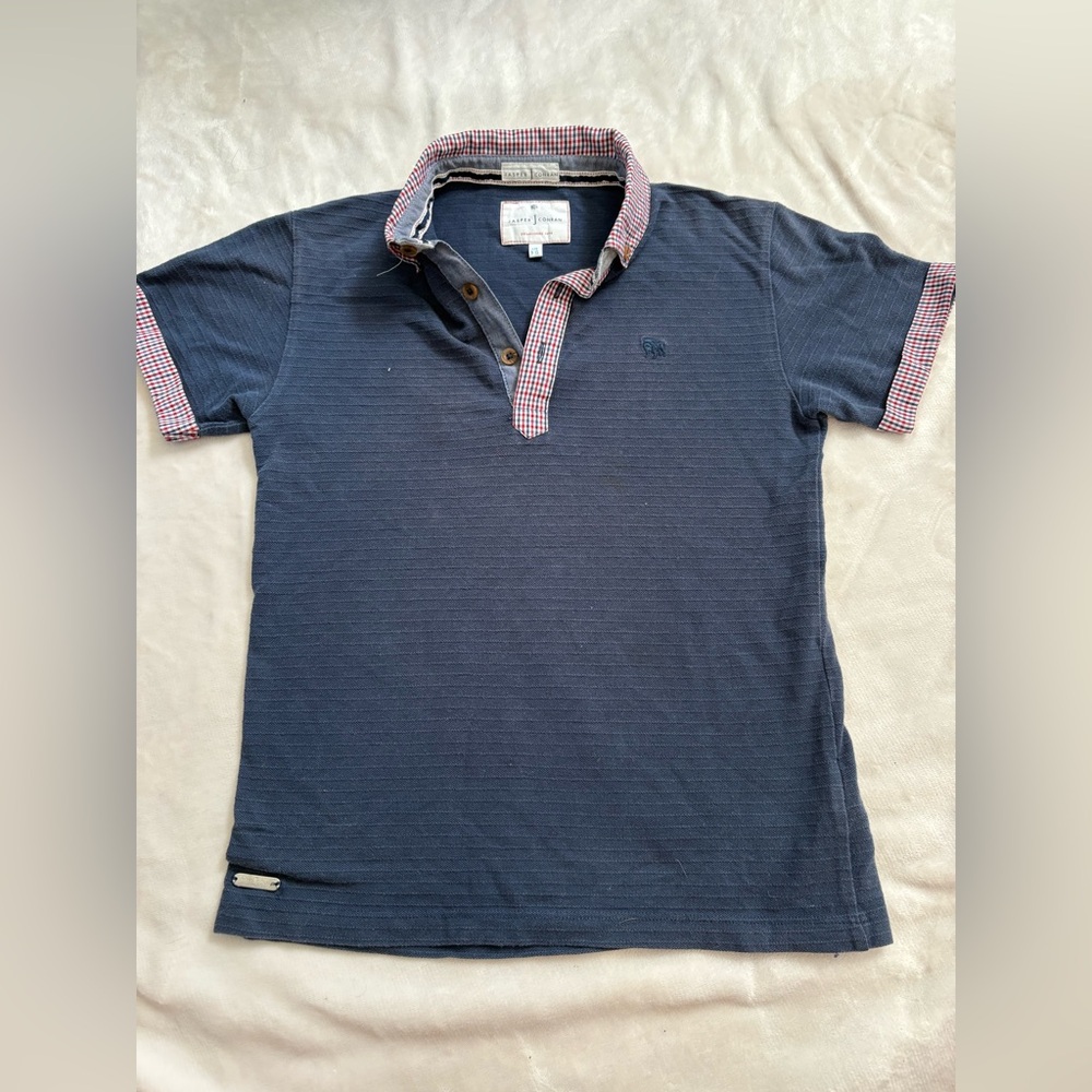 Blue and Red Polo Shirt Classic Knit Design
